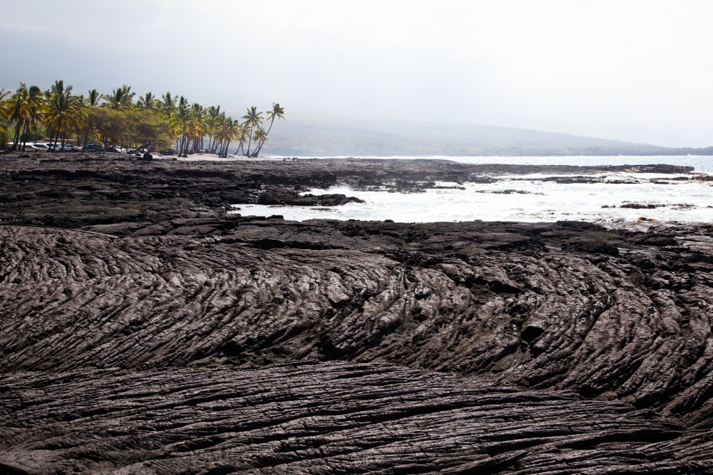 Hawaii beach lava flow