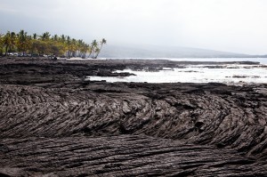 Hawaii beach lava flow